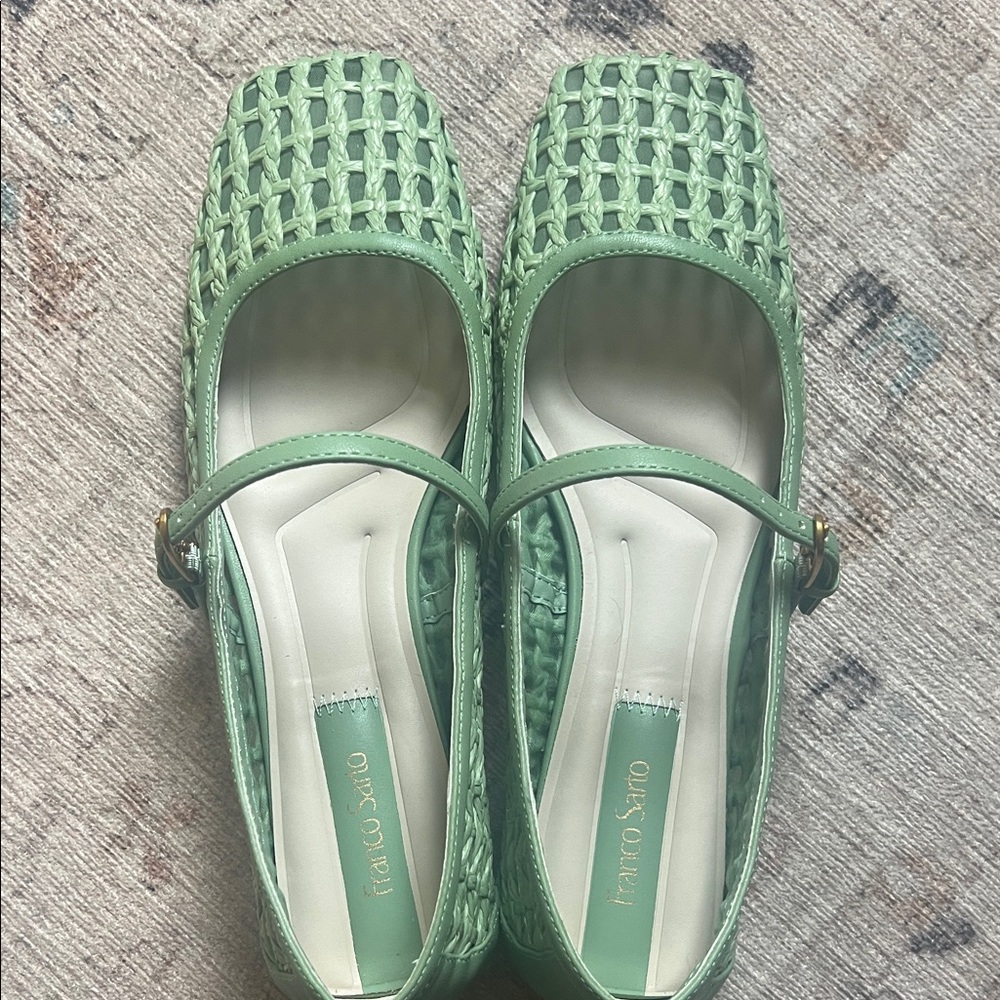 Franco Sarto Green Woven Mary Jane Flats - Picture 8 of 10